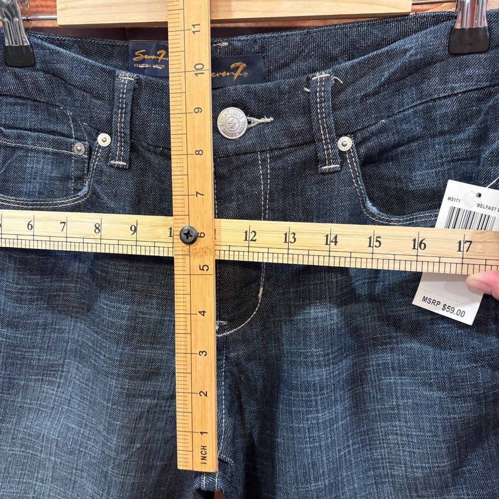 Seven7 Jeans Womens Boot Cut Dark Wash Blue Denim Embellished Pockets Size 8 - Picture 4 of 9
